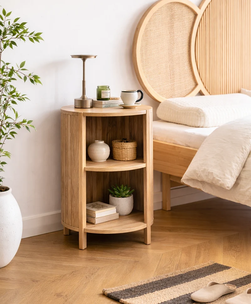 ALTA - Table de chevet avec 2 rangements en bois massif
