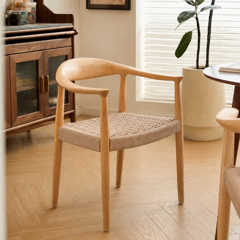 SALTA - Lot de 2 chaises en bois massif et corde
