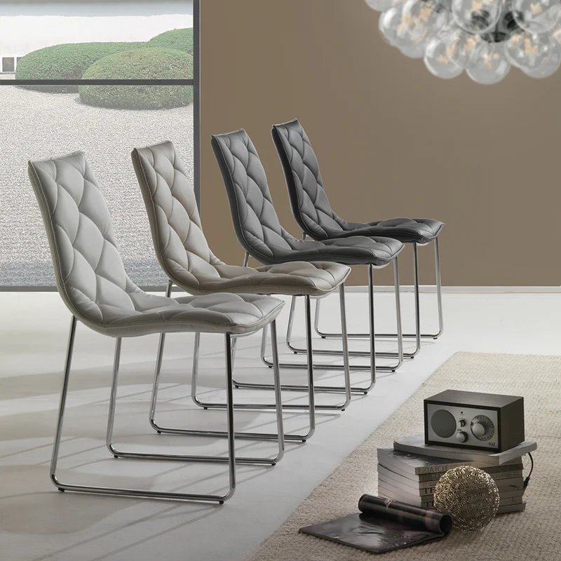 Samanta - Set da 2 Sedia moderna in metallo cromato rivestita in ecopelle - vari colori