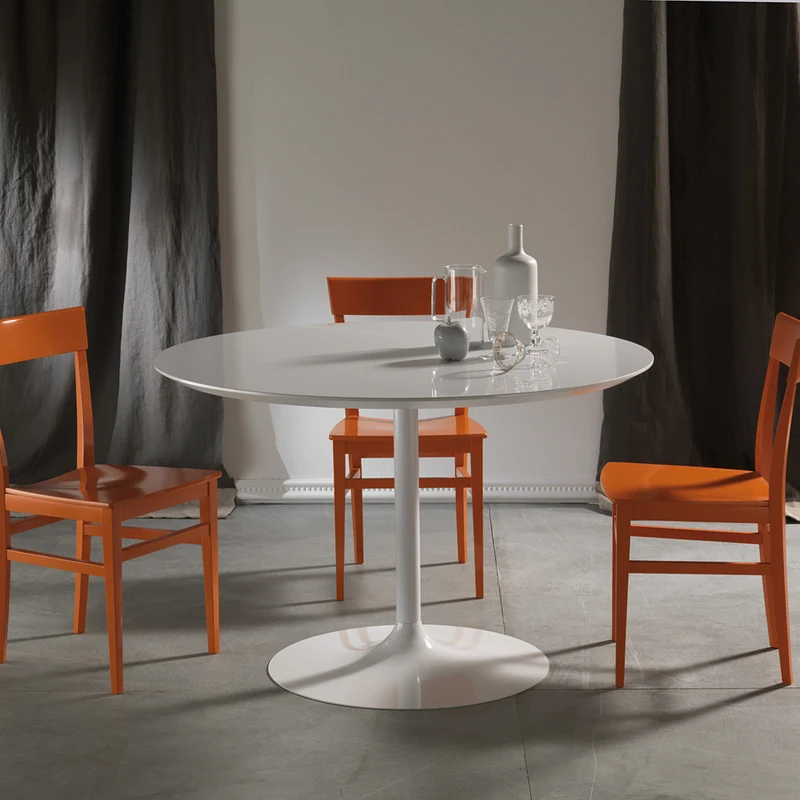 Max - Tavolo design rotondo base in metallo verniciato piano bianco opaco - varie dimensioni