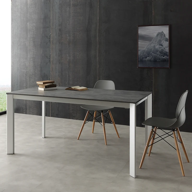 Everit - Tavolo moderno allungabile struttura in alluminio piano in legno cm 160/300x90x77h - vari colori