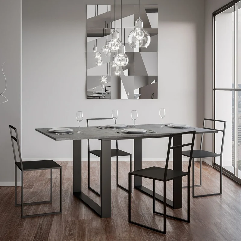 Tavolo da cucina allungabile a libro industrial cm 90x90/180x78h - Vari colori
