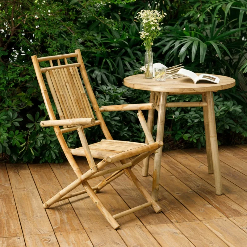 PADANG - Lot de 2 chaises de jardin en bambou massif