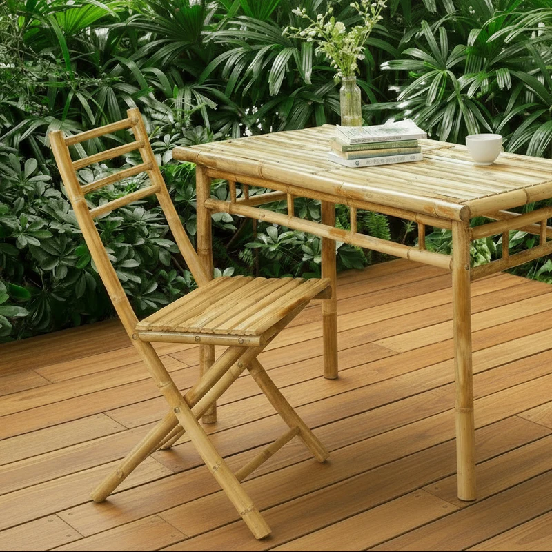 PALEMPANG - Lot de 2 chaises de jardin en bambou massif