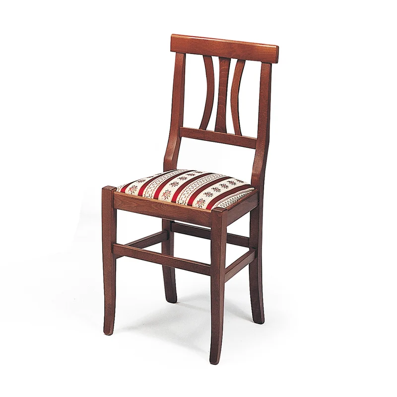 Set da 2 Sedia classica in legno noce scuro con seduta imbottita e rivestita in tessuto cm 43x44x92h