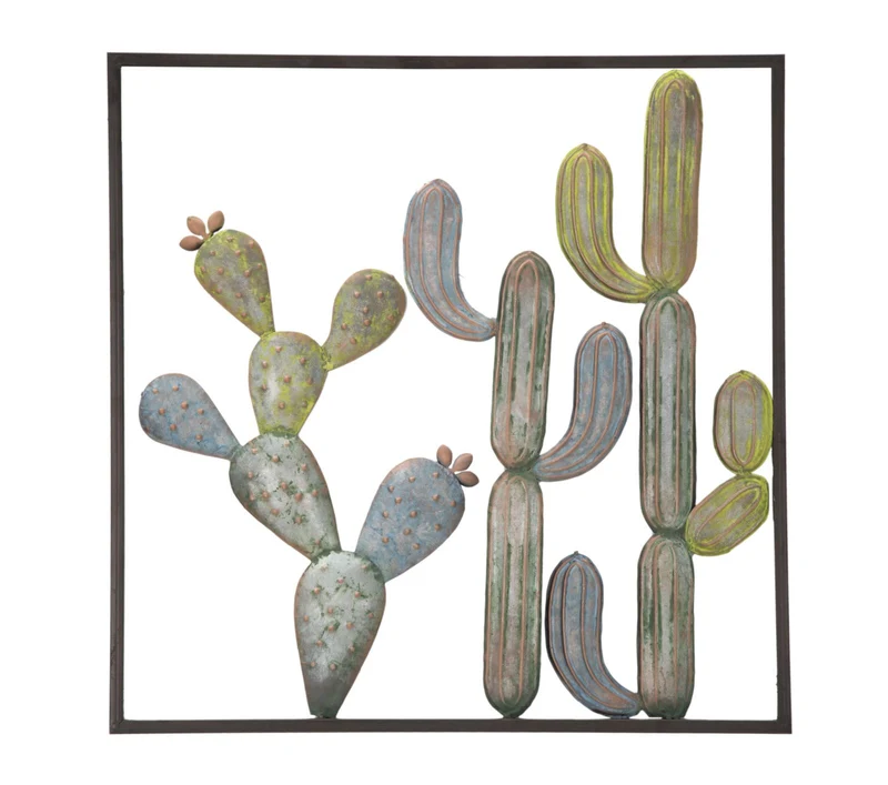 Cactus Frame - Pannello decorativo in ferro con cactus cm 50x1,5x50h