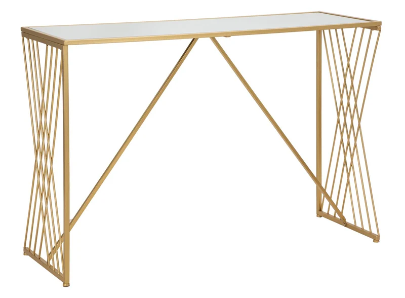 Console Easy 120x40x80 cm in Ferro e MDF e Specchio Oro