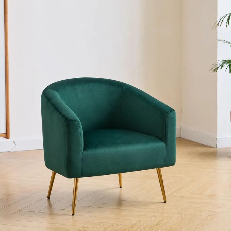 KIRUNA - Fauteuil de salon en métal et velours vert