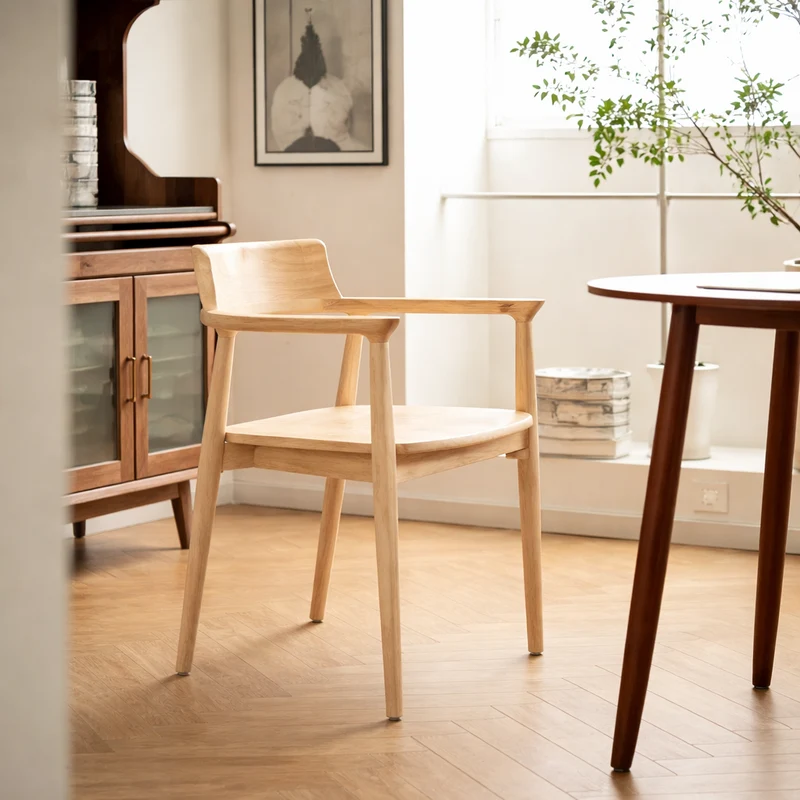 CORDOBA - Lot de 2 chaises en bois massif avec accoudoirs coloris naturel