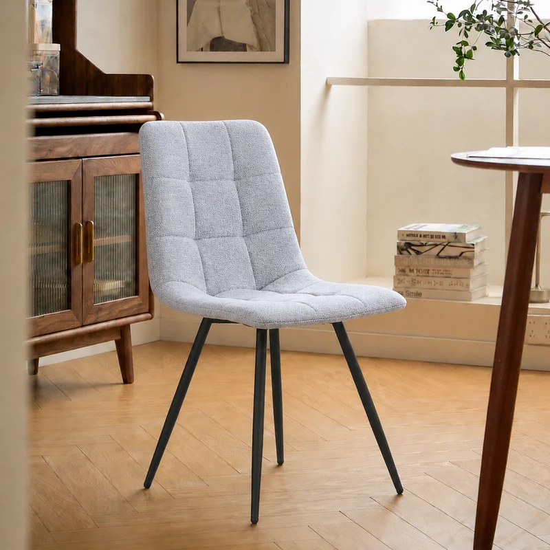 BJORN - Lot de 2 chaises en métal et tissu gris