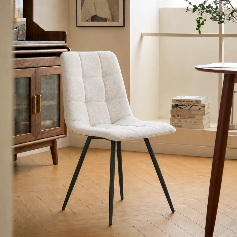 BJORN - Lot de 2 chaises en métal et tissu beige