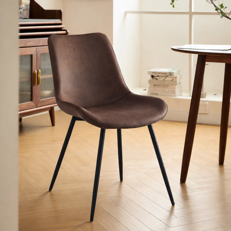 KOGE - Lot de 2 chaises en métal et suèdine marron