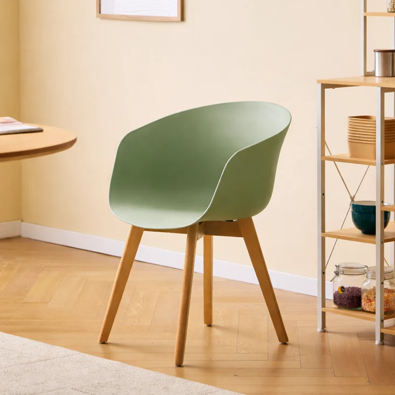 ALBORG - Lot de 4 chaises scandinaves en bois et polypropylène vert menthe