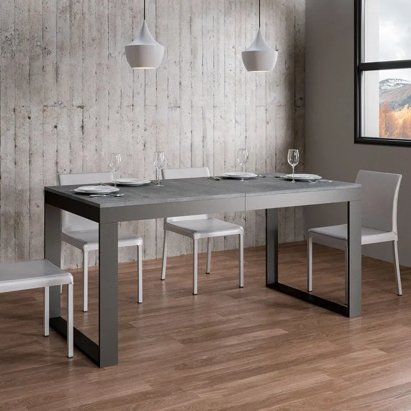 Tavolo da pranzo allungabile industrial struttura in metallo piano in legno - Vari modelli