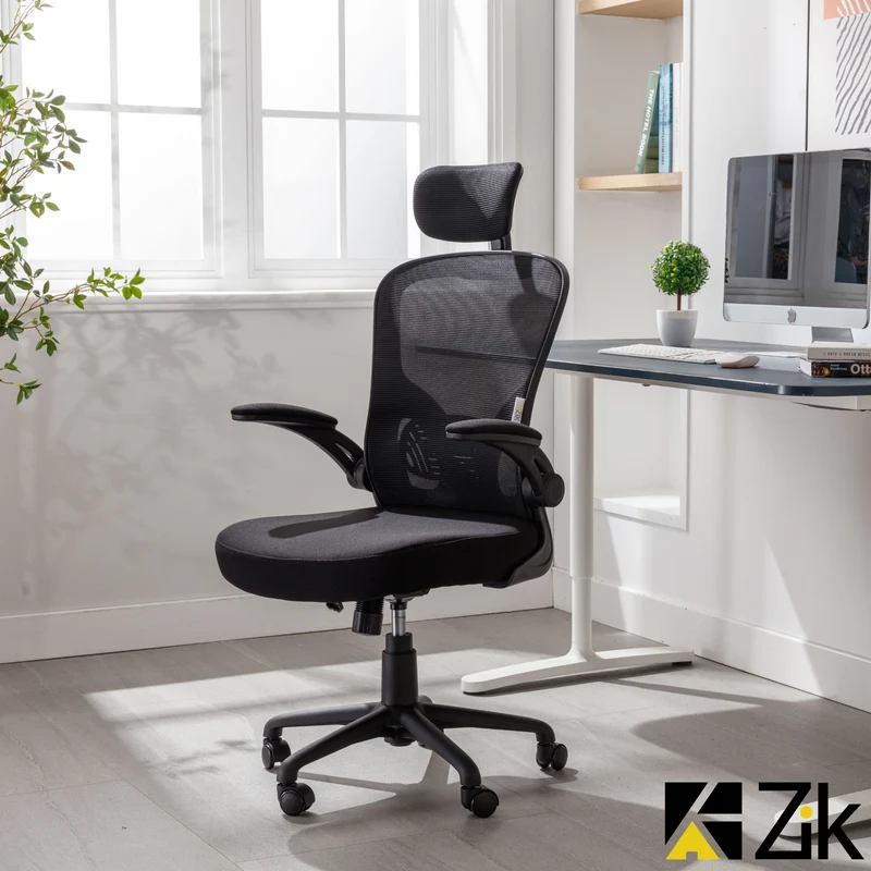 Sedia da Ufficio Ergonomica Nera Braccioli Reclinabili Supporto Lombare Poggiatesta