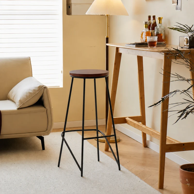 OXFORD - Lot de 4 tabourets de bar en métal et bois