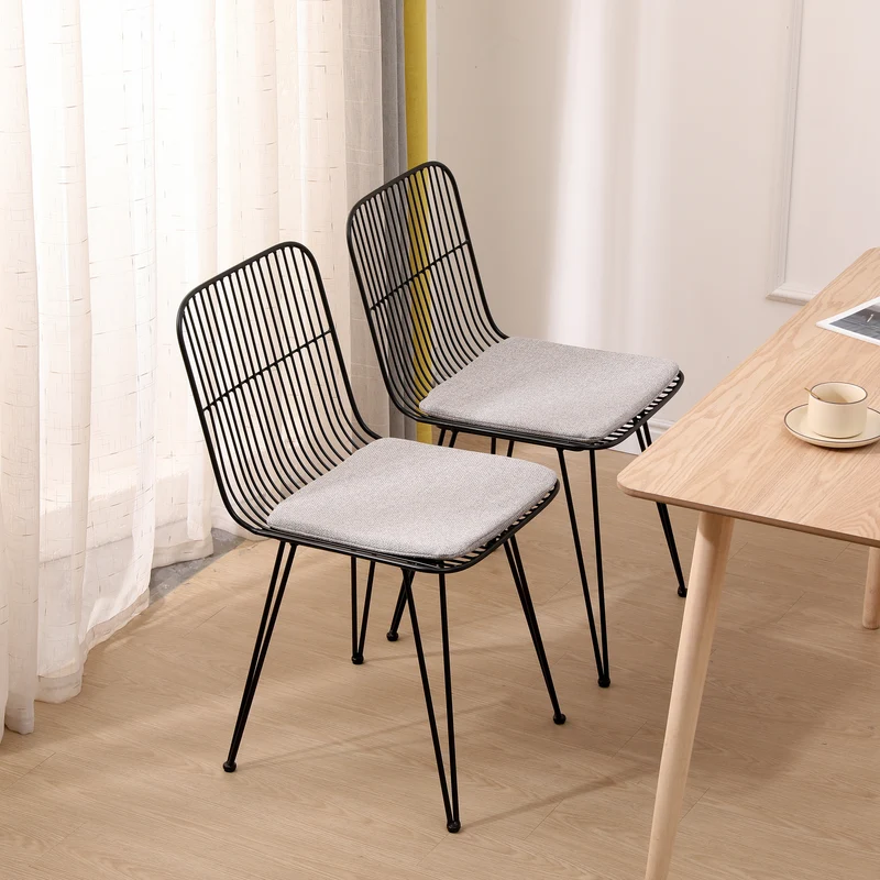 CHESTER - Lot de 2 chaises industrielles filaires en métal noir