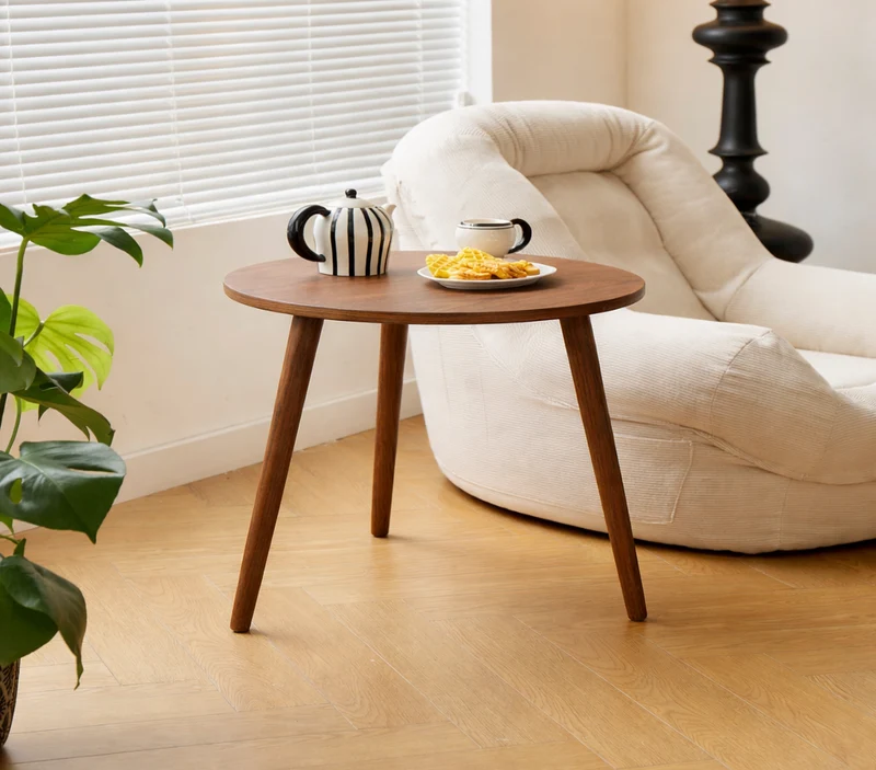 GINZA - Table d'appoint en bois massif finition noyer
