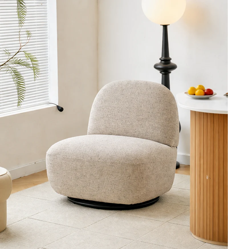 KAMPALA - Fauteuil de salon pivotant swivel en tissus gris