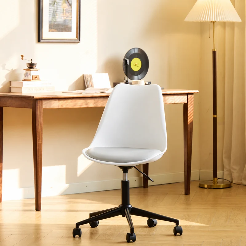 ESBJERG - Chaise de bureau en polypropylene et simili blanc