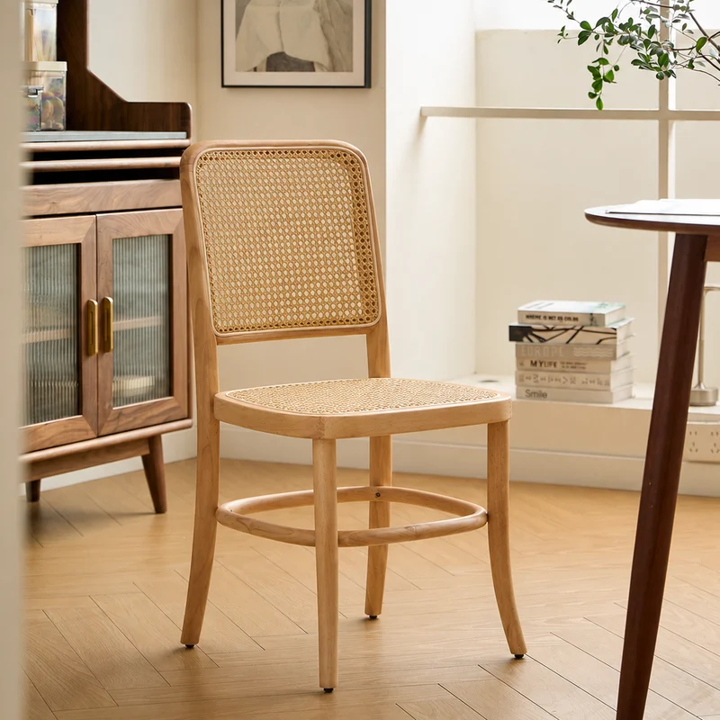 CARACAS - Lot de 2 chaises en bois massif et rotin naturel