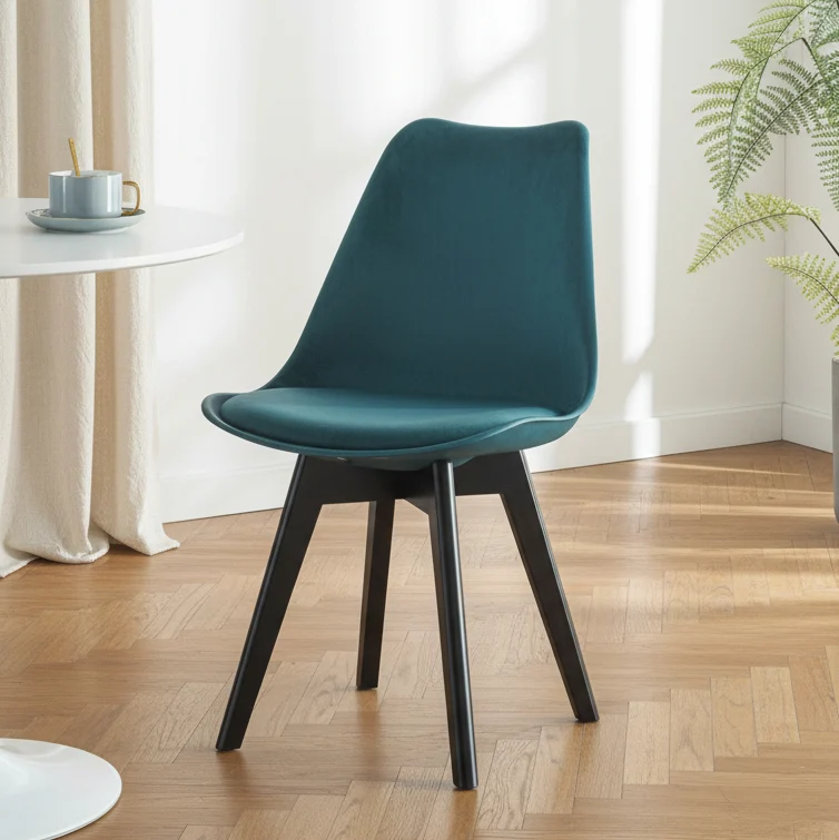 ESBJERG - Lot de 4 chaises scandinaves en bois et polypropylène bleu