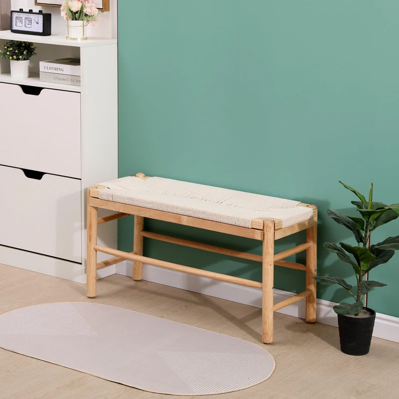 SANTA - Banc avec rangement en bois massif et corde
