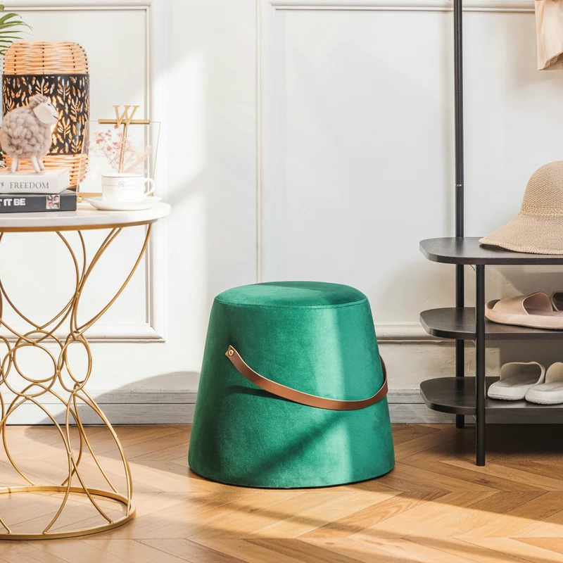 FUJI - Pouf en velours vert avec corde