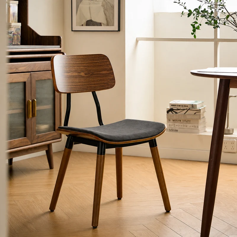 VICTORIA - Lot de 2 chaises en bois et suèdine noir