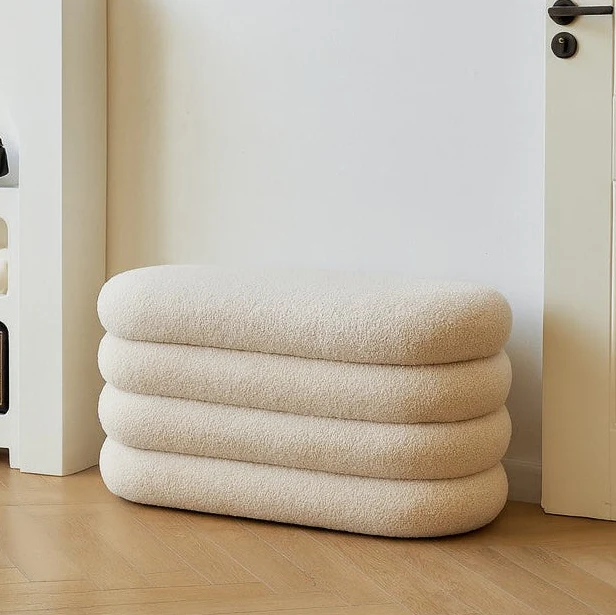 UPPSALA - Banc coffre avec rangement en bouclettes blanches