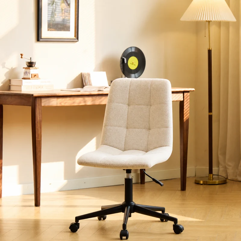 BJORN - Chaise de bureau capitonnée réglable en tissu beige