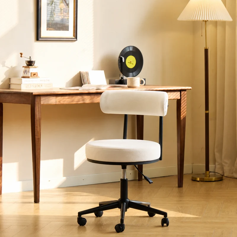 LARS - Chaise de bureau réglable en velours beige