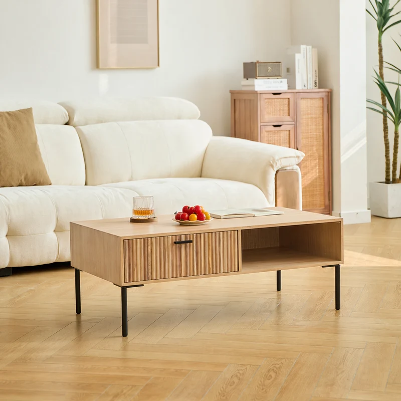 MAYA - Table basse en bois massif et metal