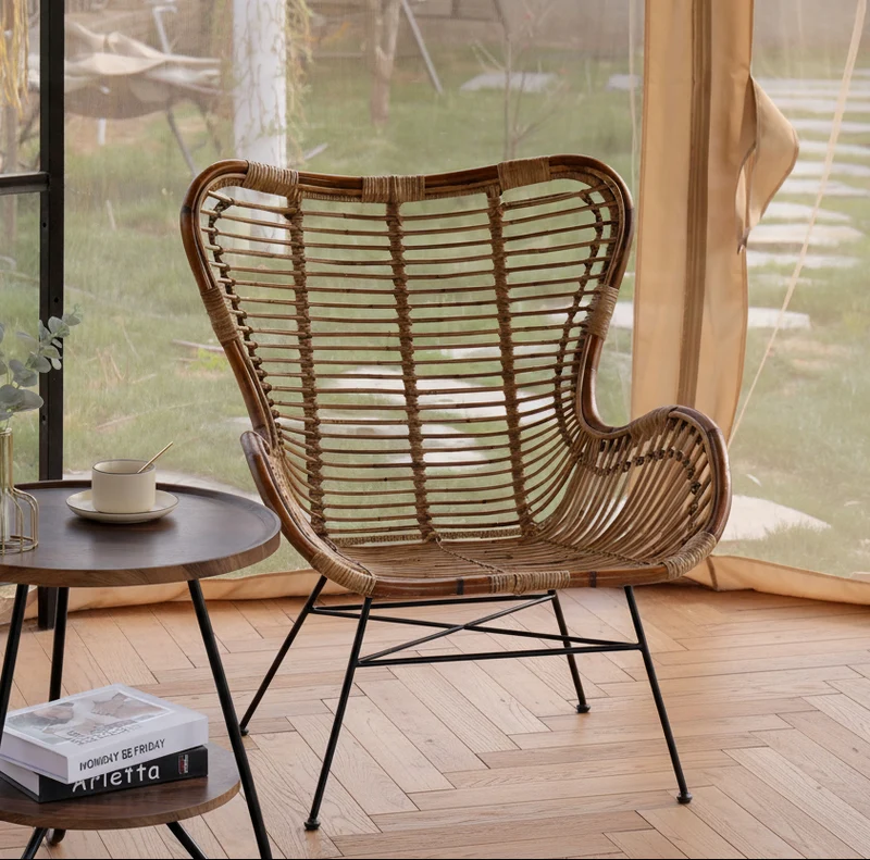 JAKARTA - Fauteuil en métal et rotin naturel