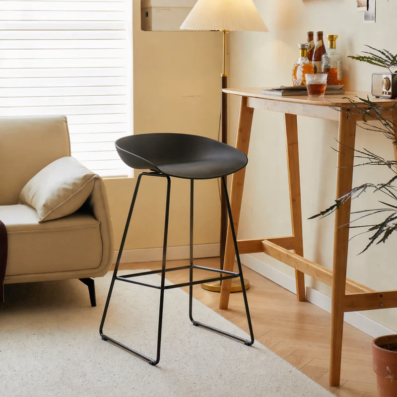 OSLO - Lot de 4 tabourets de bar en métal et assise noir