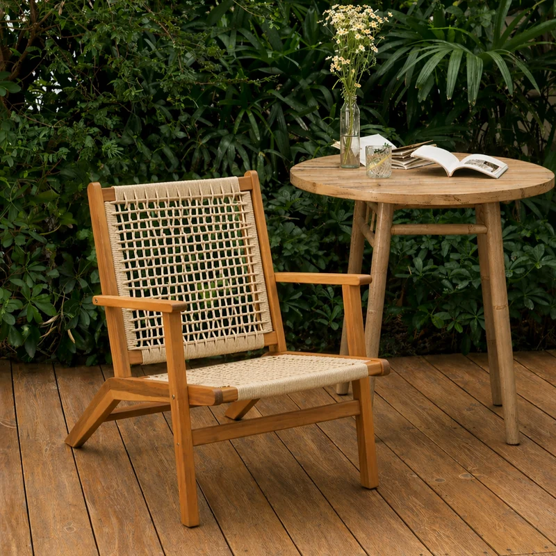 SALVADOR - Fauteuil de jardin en acacia massif et corde