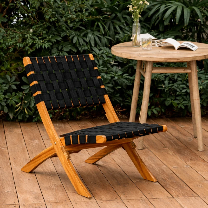 JANEIRO - Fauteuil en acacia massif et nylon