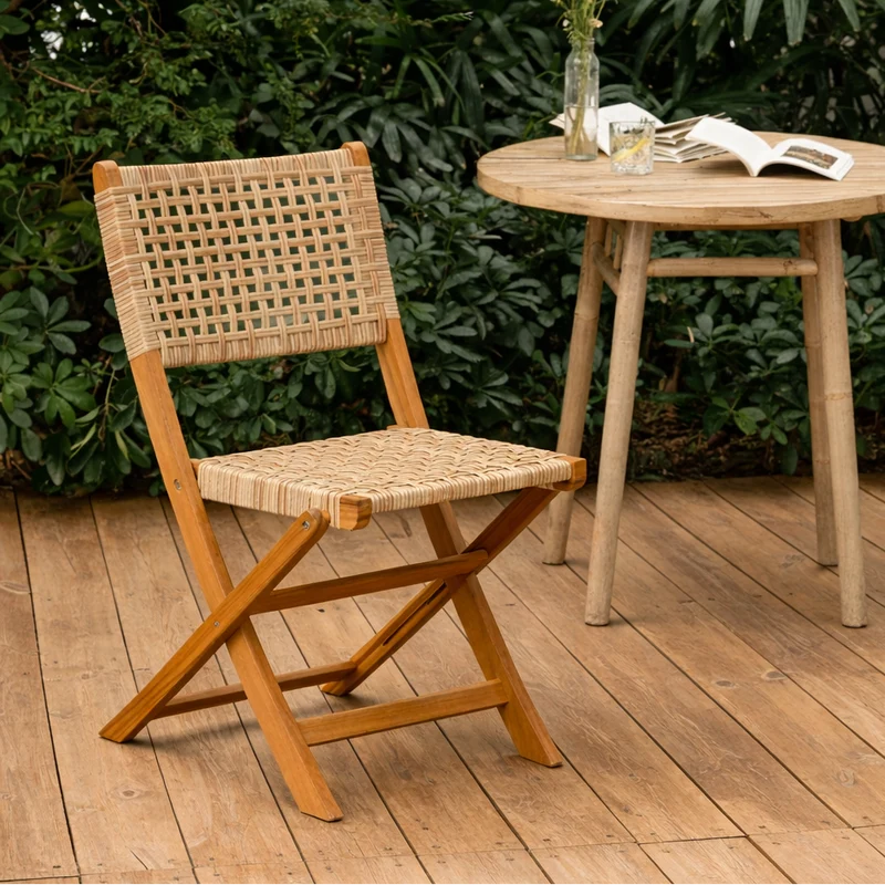CURITIBA - Lot de 2 chaises de jardin en acacia et corde