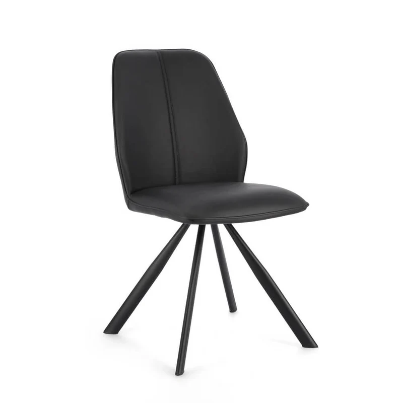 Set di 4 Sedie Imbottite in Similpelle con Gambe in Acciaio - LEO