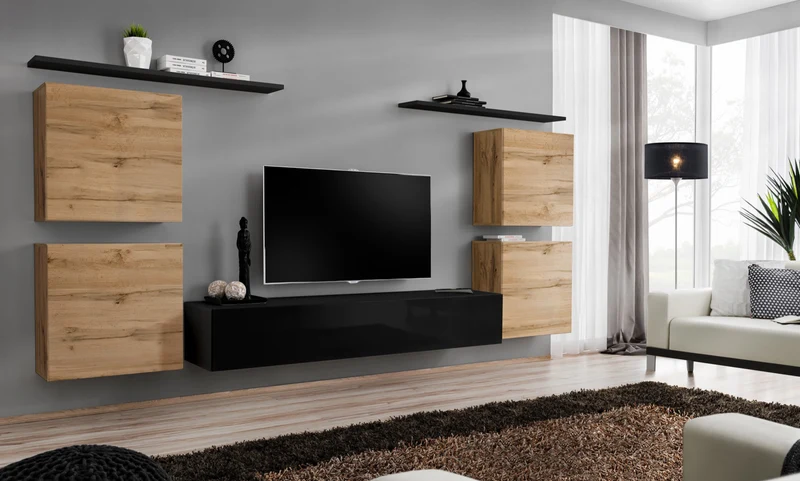 Zarin - Parete attrezzata sospesa componibile legno naturale - vari colori