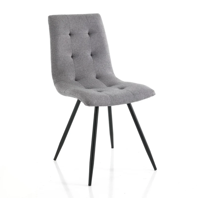 Set da 4 sedia imbottita in tessuto grigio gambe in metallo cm 46x57x88h