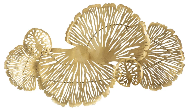 Pannello moderno da parete in metallo colore oro cm 115x5x64h