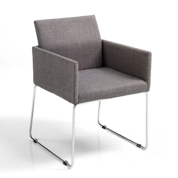Set da 2 poltroncina design moderno struttura in metallo rivestimento in tessuto grigio