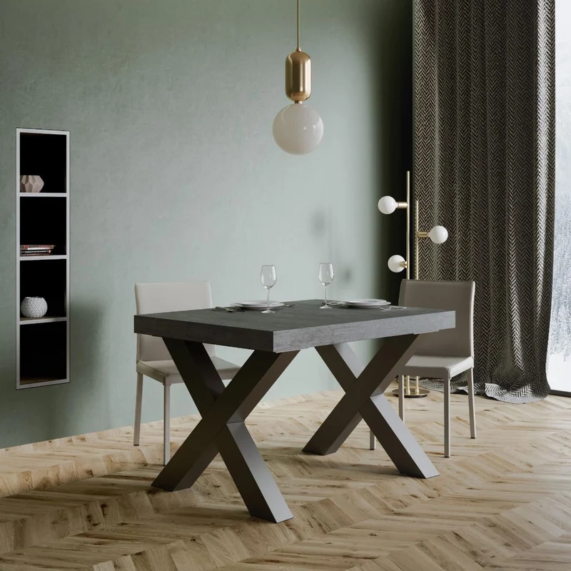 Garamond - Tavolo allungabile da pranzo moderno in legno e metallo - Vari modelli