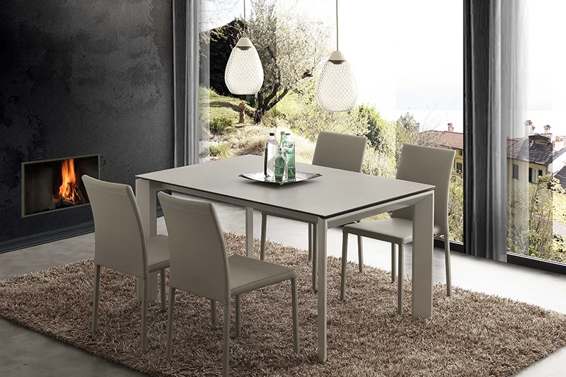 Ceramique Duo - Tavolo da pranzo allungabile piano ceramica cm 140/240x90x76h - vari colori