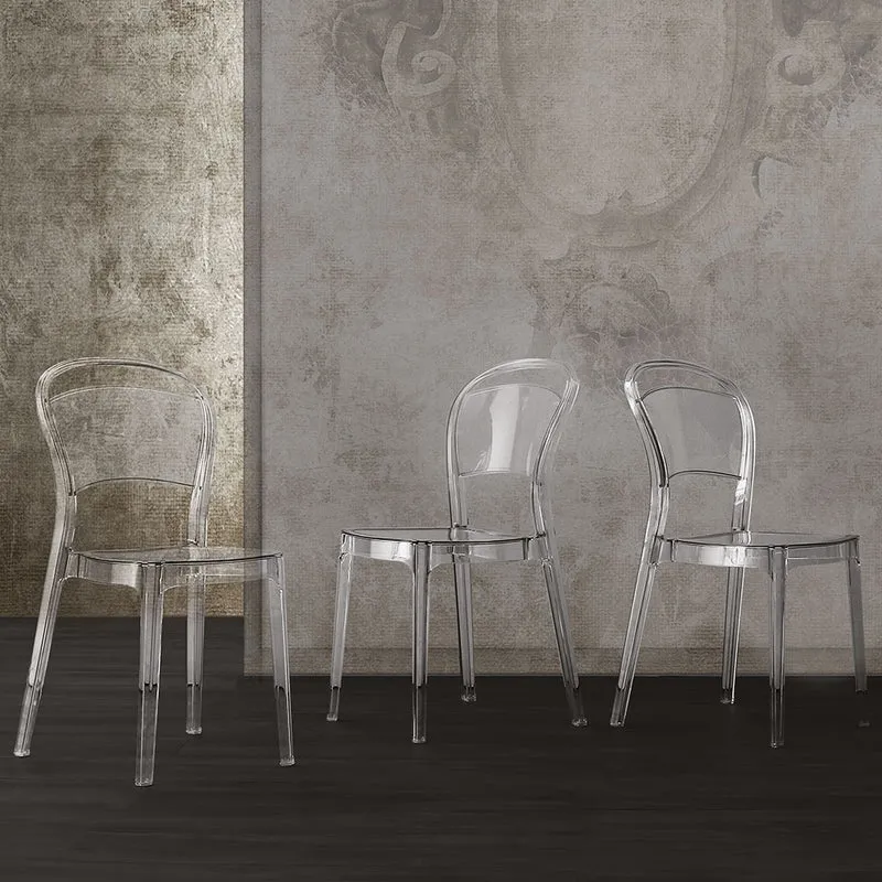 Voilà - Set da 4 Sedia moderna in policarbonato trasparente cm 46x54x87h