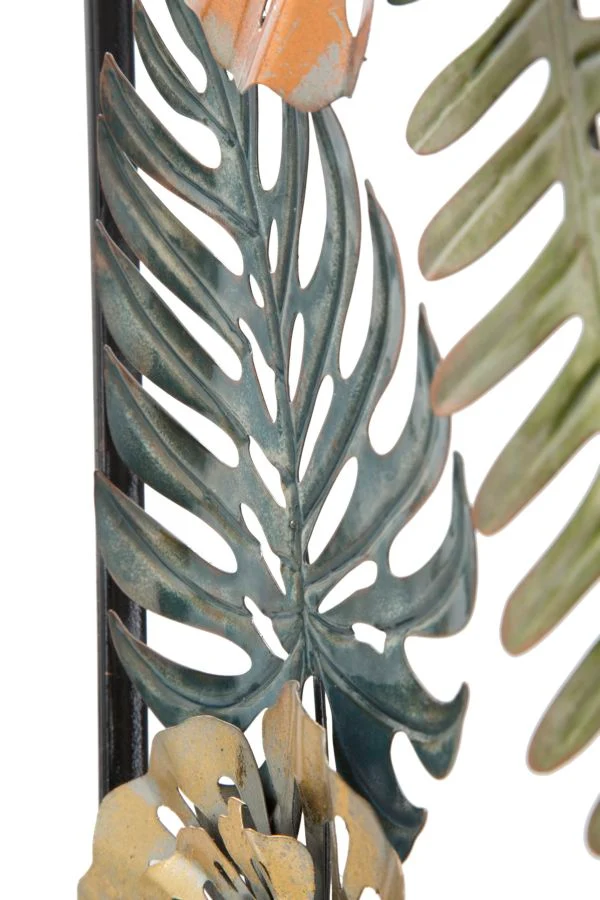 Pannello decorativo verticale da appendere in metallo con fiori e foglie cm 30x3x88h