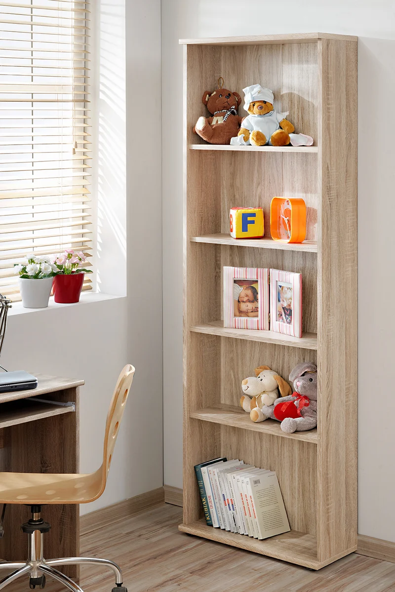 Libreria moderna 5 ripiani in legno quercia natura cm 59x24x175h