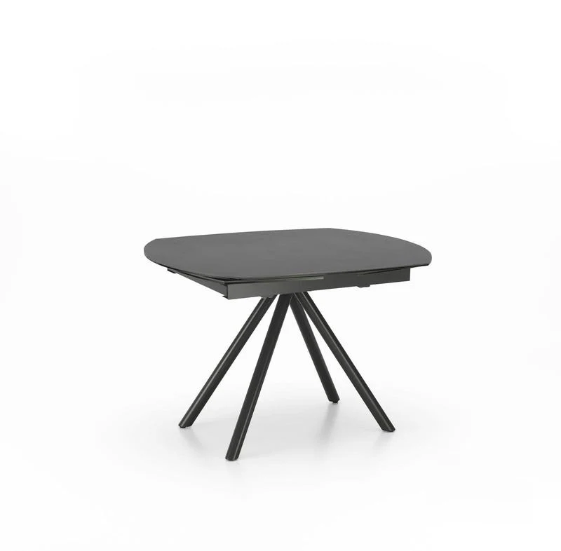 Tavolo design allungabile rotante in metallo piano in ceramica colore grigio cm 120/180x90x76h