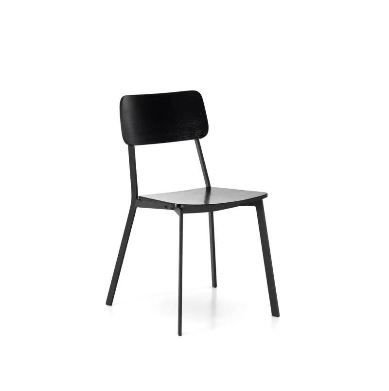 Set da 4 Sedia modello scuola con schienale in metallo e legno cm 51x51x82h - vari colori